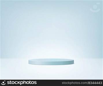 An abstract vector scene with a  blue oval shape pedestal. Round form stage with free space for an object, product, or text placement.