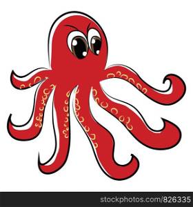 An angry octopus vector or color illustration