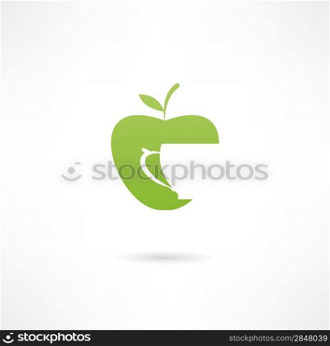 An apple and a cup. Icon of apple juice