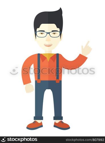 An asian businessman proud of himself being a entrepreneur. A Contemporary style. Vector flat design illustration isolated white background. Vertical layout. Proud asian businessman.