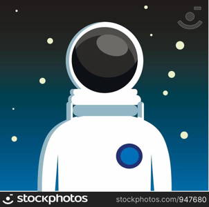 An Astronaut is standing in the background of blue night sky vector color drawing or illustration