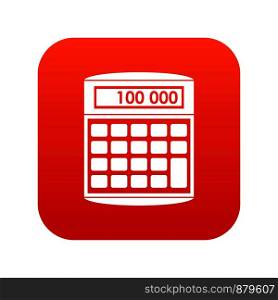 An electronic calculator icon digital red for any design isolated on white vector illustration. An electronic calculator icon digital red