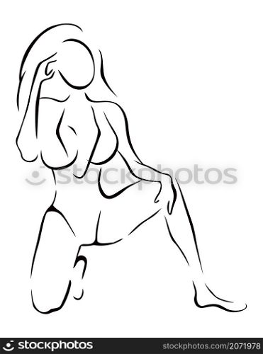 An fit woman with long hair in a sensual pose