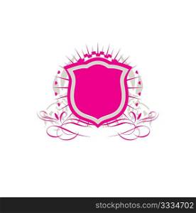 An heraldic shield or badge , blank so you can add your own images. Vector illustration.