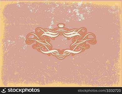 An heraldic titling frame, blank so you can add your own images. Grunge background . Vector illustration.