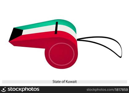 An Illustration of A Black Trapezium with Green, White and Red Bands of The State of Kuwait Flag on A Whistle, The Sport Concept and Political Symbol.