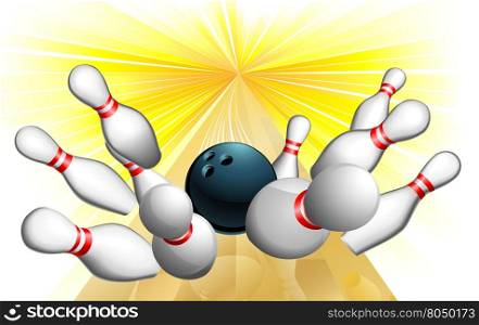 An illustration of a bowling ball scoring a strike&#xA;