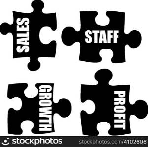 An illustration of a business metaphor showing puzzle pieces