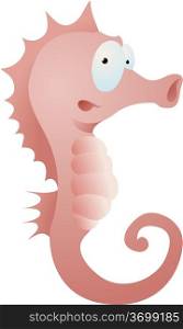 An illustration of a friendly pink seahorse