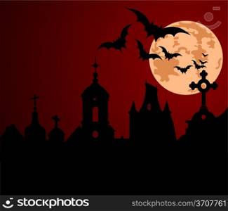 An illustration of a Halloween night in the town.