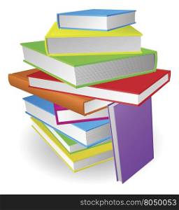 An illustration of a large pile of colourful books
