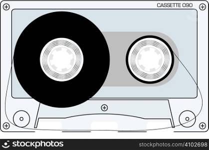 An illustration of a old fashioned cassette tape