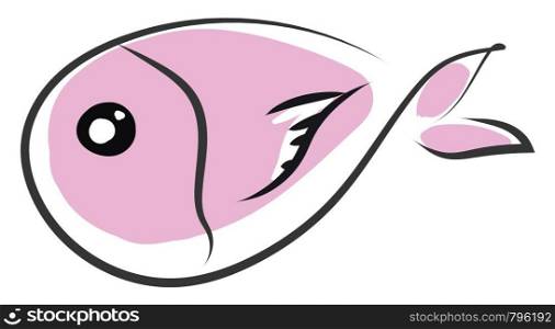 An illustration of a pink fish with cute eye, vector, color drawing or illustration.