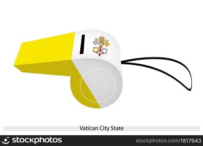 An Illustration of A Vertical Bicolor of Gold and White with Coat of Arms of Vatican City State Flag on A Whistle, The Sport Concept and Political Symbol.