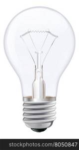 An illustration of an incandescent light bulb with male screw base