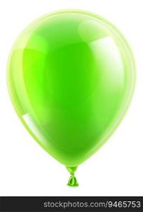 An illustration of an isolated green birthday or party balloon. Green birthday or party balloon