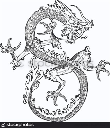 An illustration of an oriental style dragon.