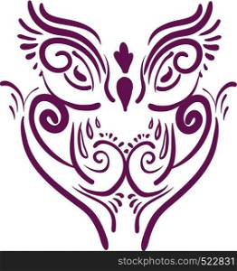 An image drawn with purple color depecting an owl vector color drawing or illustration