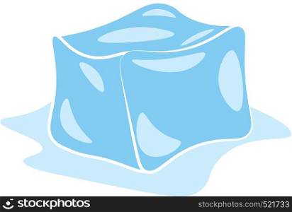 An image of a melting ice cube vector color drawing or illustration