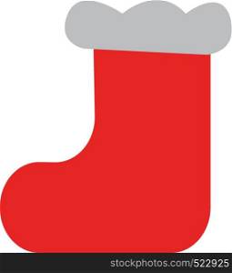 An image of a plain red sock with a white broad patch on top of it vector color drawing or illustration