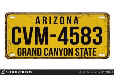 An imitation of vintage Arizona license plate with text Grand Canyon State written on it, vector illustration