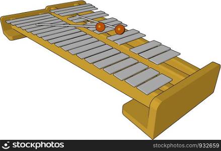 An Indian musical instrument played by stricking with a pair of small spoon shaped wooden hammers Top and bottom boards are made up of plywood or veneer vector color drawing or illustration