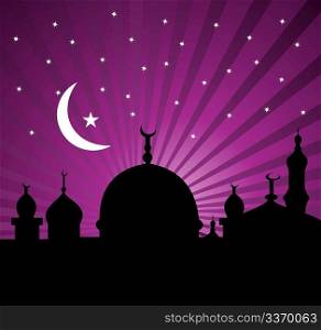 An Islamic greeting card for holy month of Ramadan Kareem. Vector