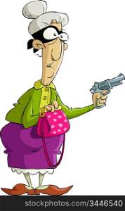 An old woman with a gun, vector
