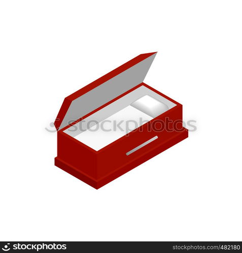 An open coffin isometric 3d icon on a white background. An open coffin isometric 3d icon