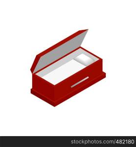 An open coffin isometric 3d icon on a white background. An open coffin isometric 3d icon