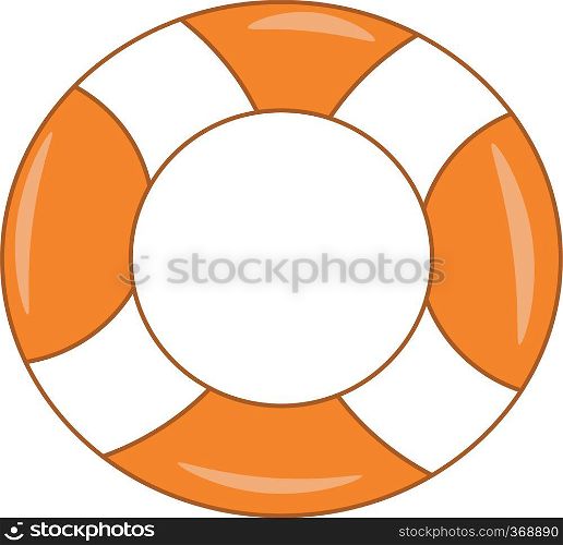 An orange and white lifebuoy vector color drawing or illustration