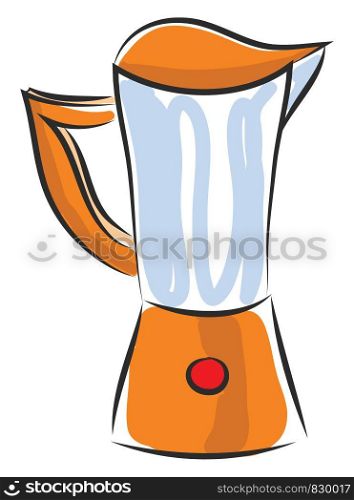 An orange blender with a red button and a translucent jar vector color drawing or illustration