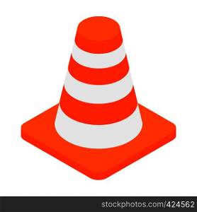 An orange road hazard cone isometric 3d icon on a white background. An orange road hazard cone isometric 3d icon