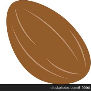An oval shaped brown color almond vector color drawing or illustration