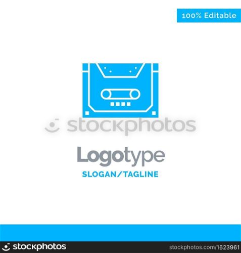 Analog, Audio, Cassette, Compact, Deck Blue Solid Logo Template. Place for Tagline