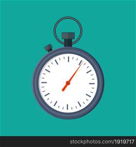 Analog chronometer timer counter, stopwatch. Vector illustration in flat style. Analog chronometer timer counter,