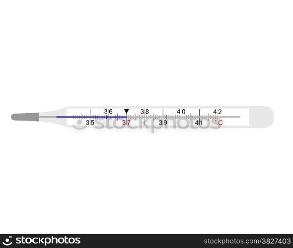 Analog clinical thermometer on white background