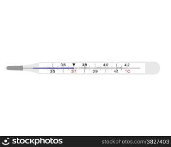 Analog clinical thermometer on white background