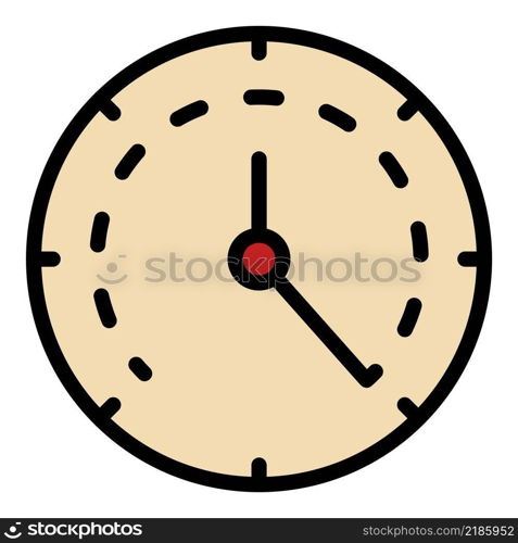 Analog clock icon. Outline analog clock vector icon color flat isolated. Analog clock icon color outline vector