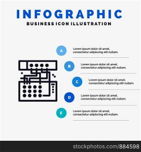 Analog, Connection, Device, Module, Sound Line icon with 5 steps presentation infographics Background