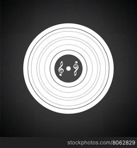 Analogue record icon. Black background with white. Vector illustration.