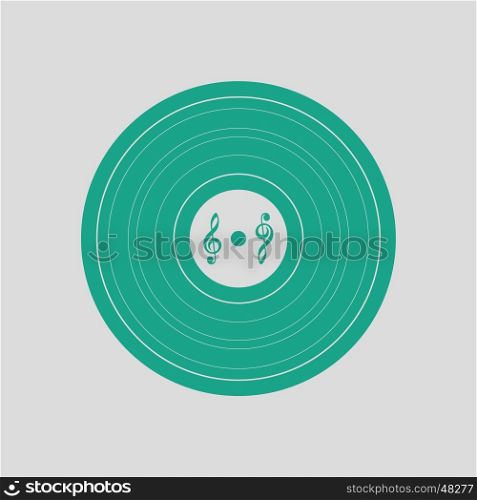 Analogue record icon. Gray background with green. Vector illustration.