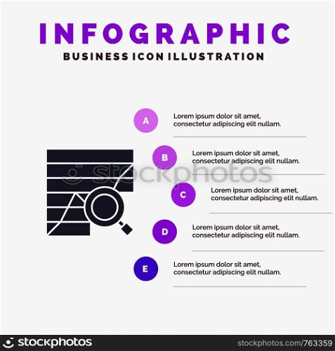 Analysis, Analytic, Analytics, Chart, Data, Graph Solid Icon Infographics 5 Steps Presentation Background