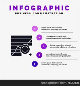 Analysis, Analytic, Analytics, Chart, Data, Graph Solid Icon Infographics 5 Steps Presentation Background