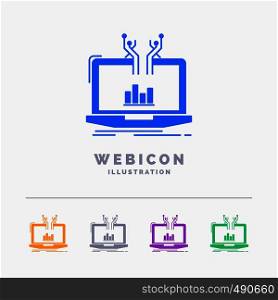 Analysis, analytical, management, online, platform 5 Color Glyph Web Icon Template isolated on white. Vector illustration. Vector EPS10 Abstract Template background