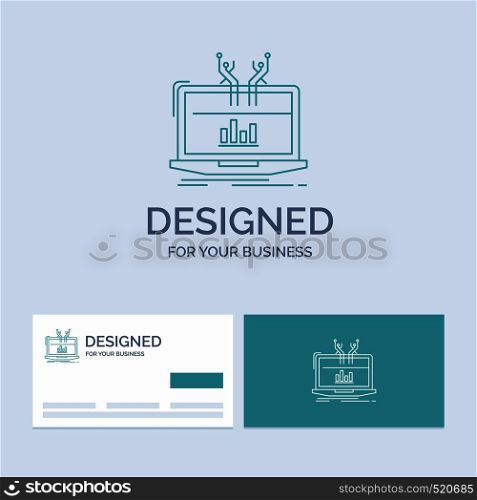 Analysis, analytical, management, online, platform Business Logo Line Icon Symbol for your business. Turquoise Business Cards with Brand logo template. Vector EPS10 Abstract Template background