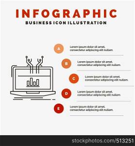 Analysis, analytical, management, online, platform Infographics Template for Website and Presentation. Line Gray icon with Orange infographic style vector illustration. Vector EPS10 Abstract Template background
