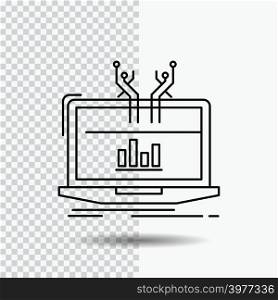 Analysis, analytical, management, online, platform Line Icon on Transparent Background. Black Icon Vector Illustration