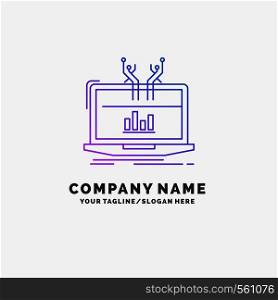 Analysis, analytical, management, online, platform Purple Business Logo Template. Place for Tagline. Vector EPS10 Abstract Template background