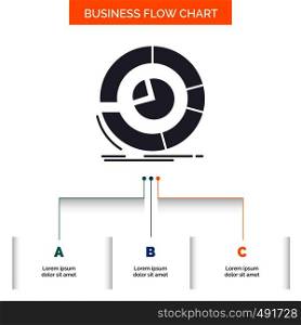 Analysis, analytics, business, diagram, pie chart Business Flow Chart Design with 3 Steps. Glyph Icon For Presentation Background Template Place for text.. Vector EPS10 Abstract Template background